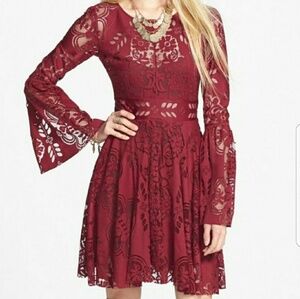 Free People lace lovers Bell sleeve dress